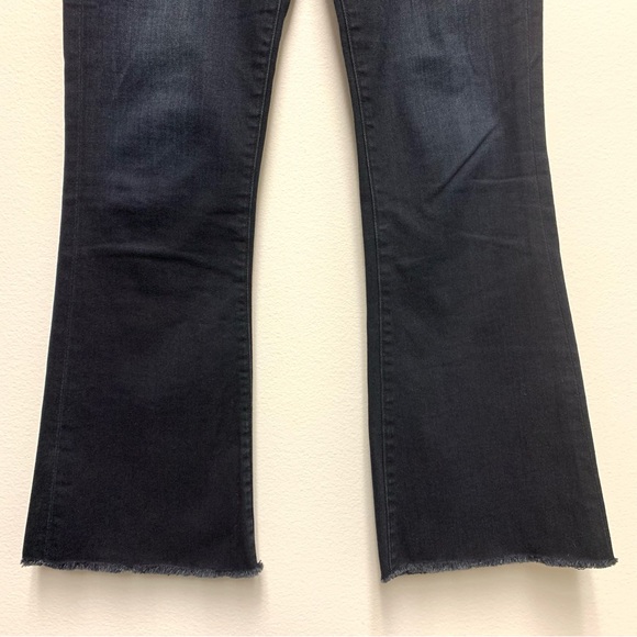 Frame Denim Le High Flare Roxy Raw Hem Size 26 Cropped Dark Wash Blue Stretch - Picture 5 of 11